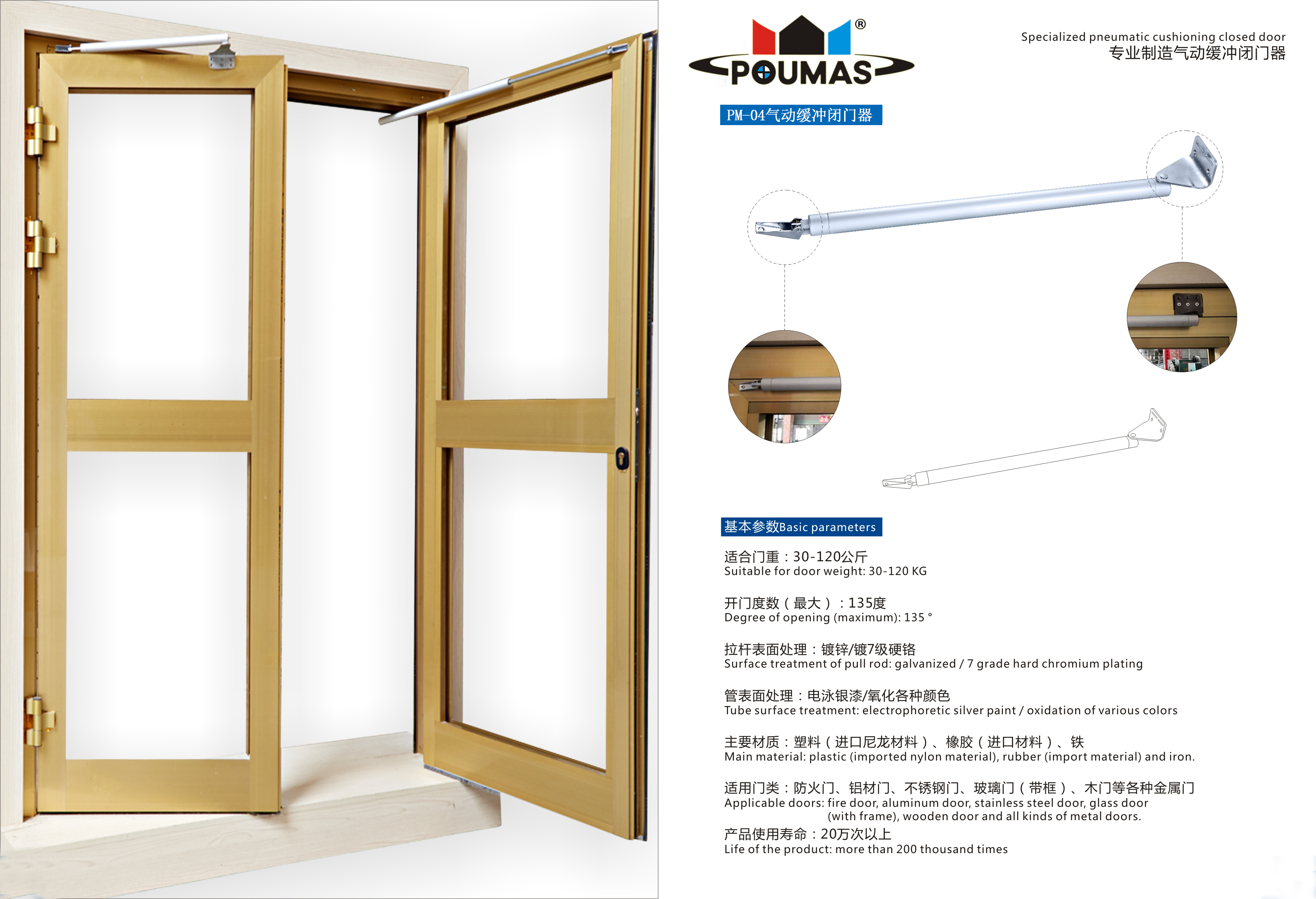 哈爾濱堡瑪堡瑪PM-04氣動閉門器